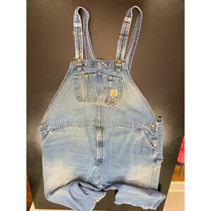 Carhartt Carpenter Denim cutoff Overalls Men 56X30 Distressed Big Tall Hillbilly